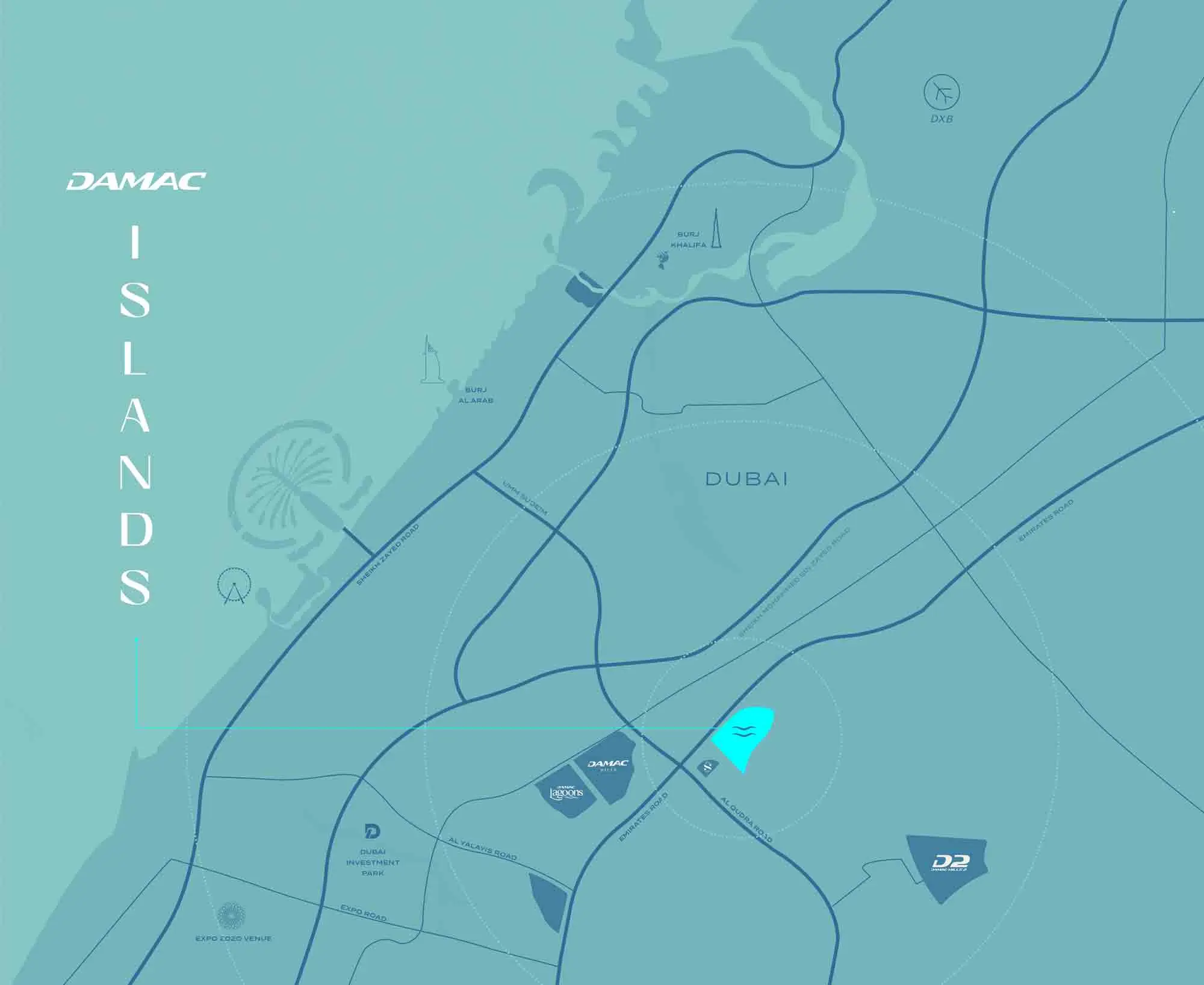 Damac Islands location map